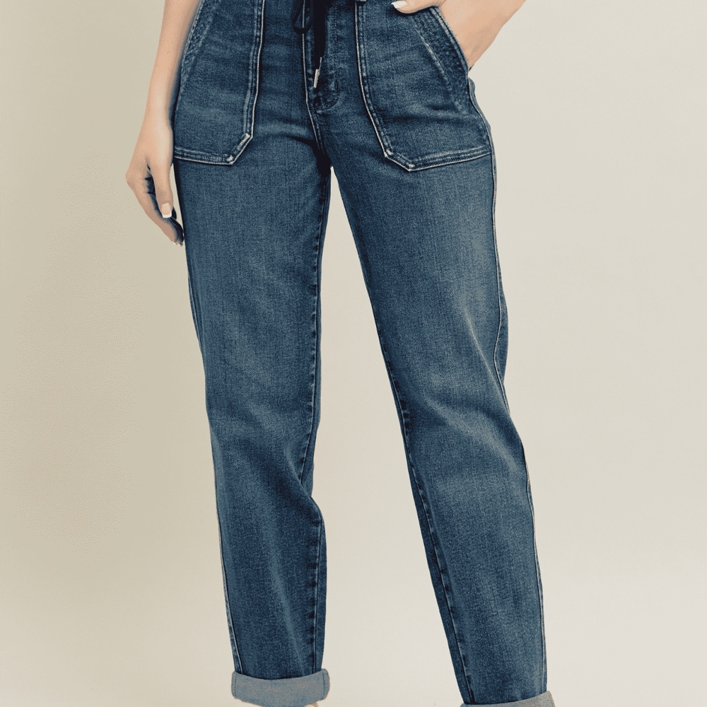Judy Blue Full Size HW Vintage Wash Jeans w/ Drawstring
